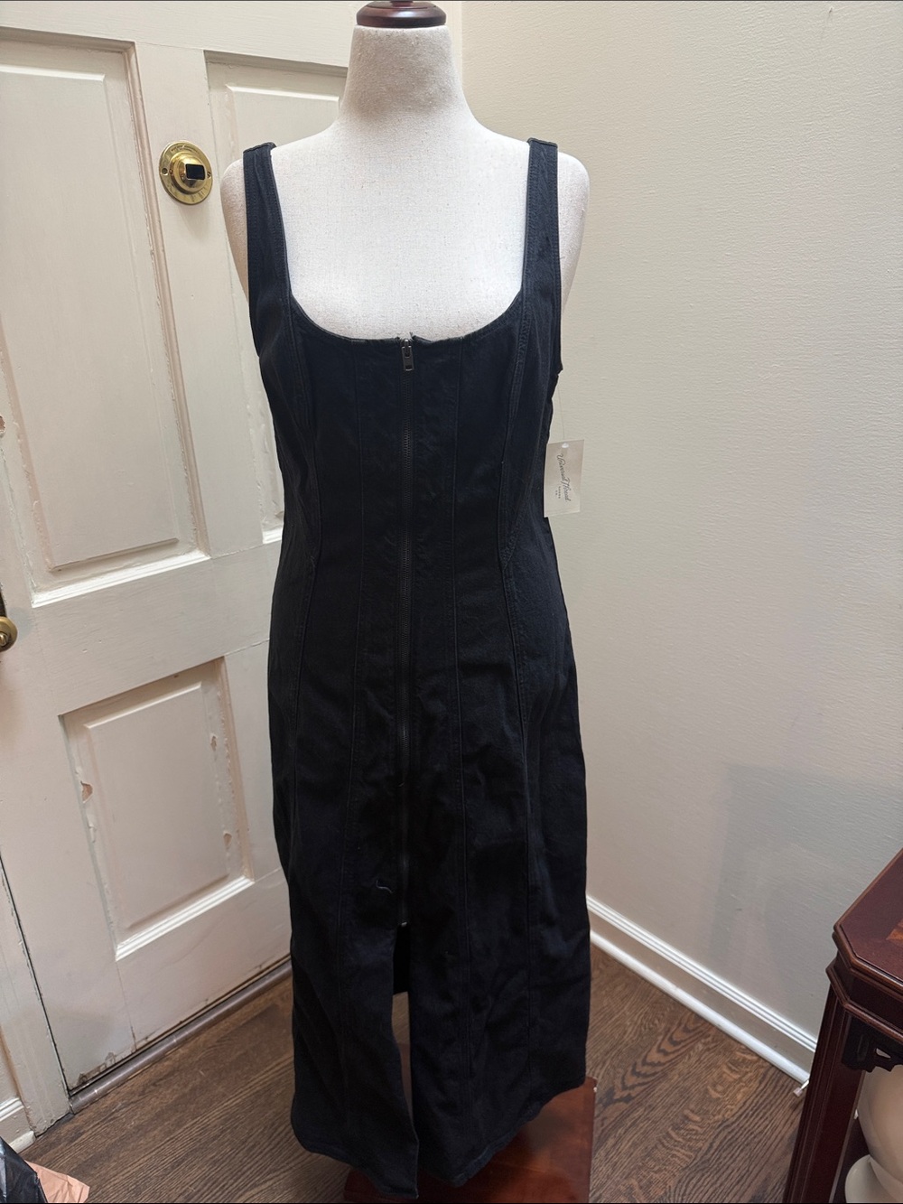 Universal Thread Black Zip-Front Denim Dress